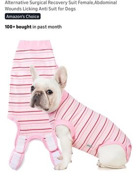 Pink Striped Dog Recovery Suit - Post-Op Protective Shirt